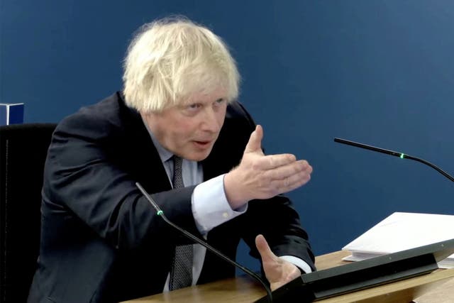 <p>Boris Johnson gives evidence at the Covid inquiry </p>